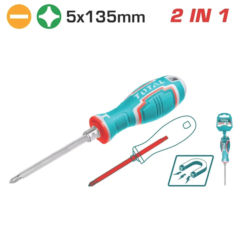 پیچ گوشتی یک سر چهارسو یک سر دو توتال مدل THT-250226 سایز 250 میلی متر